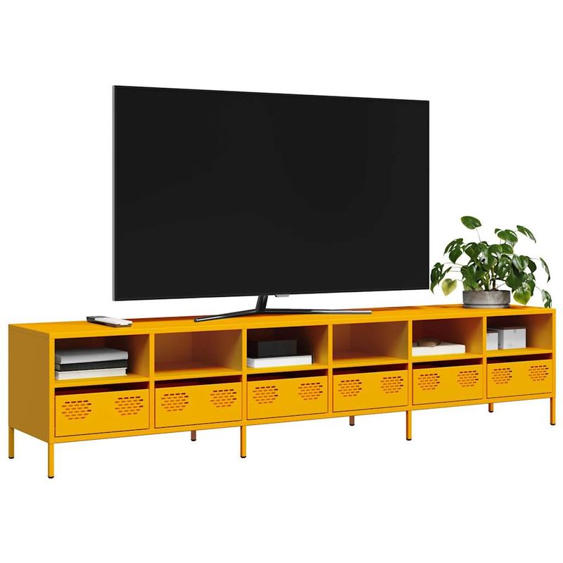 TV-Schrank Senfgelb 202x39x43,5 cm Kaltgewalzer Stahl_voghion.com