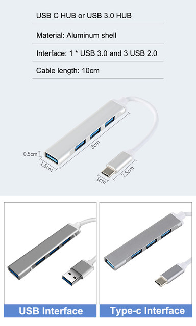 USB C HUB 3.0 Type C 3.1 4 Port Multi Splitter Adapter OTG For Xiaomi Lenovo Macbook Pro 13 15 Air Pro PC Computer Accessories_voghion.com