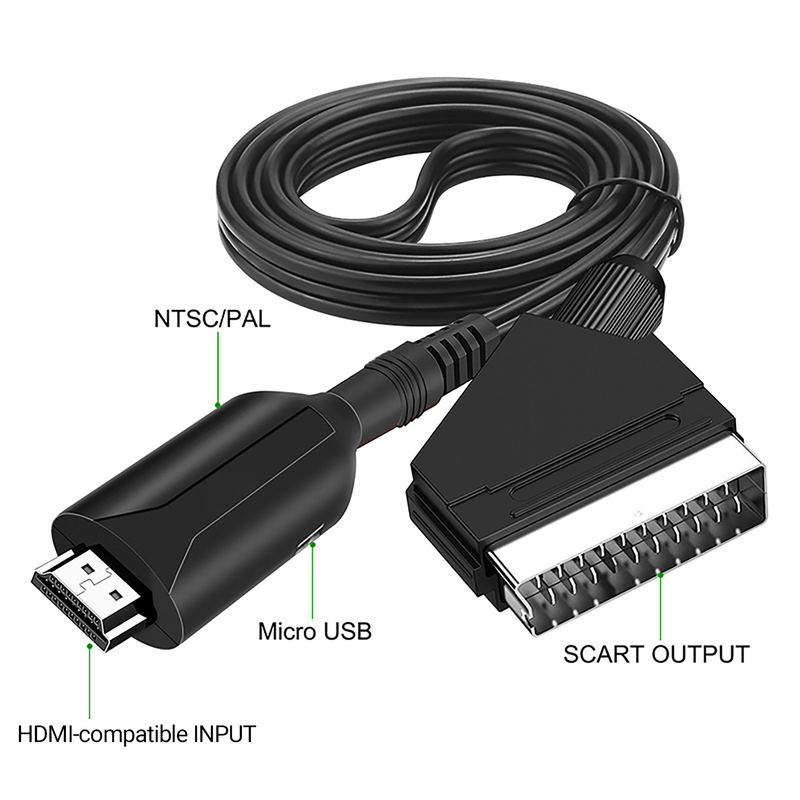 Xinweiqing Video Audio Adapter Mini High Resolution HDMI-compatible to Scart AV Signal Converter with USB Cable for DVD Player_voghion.com