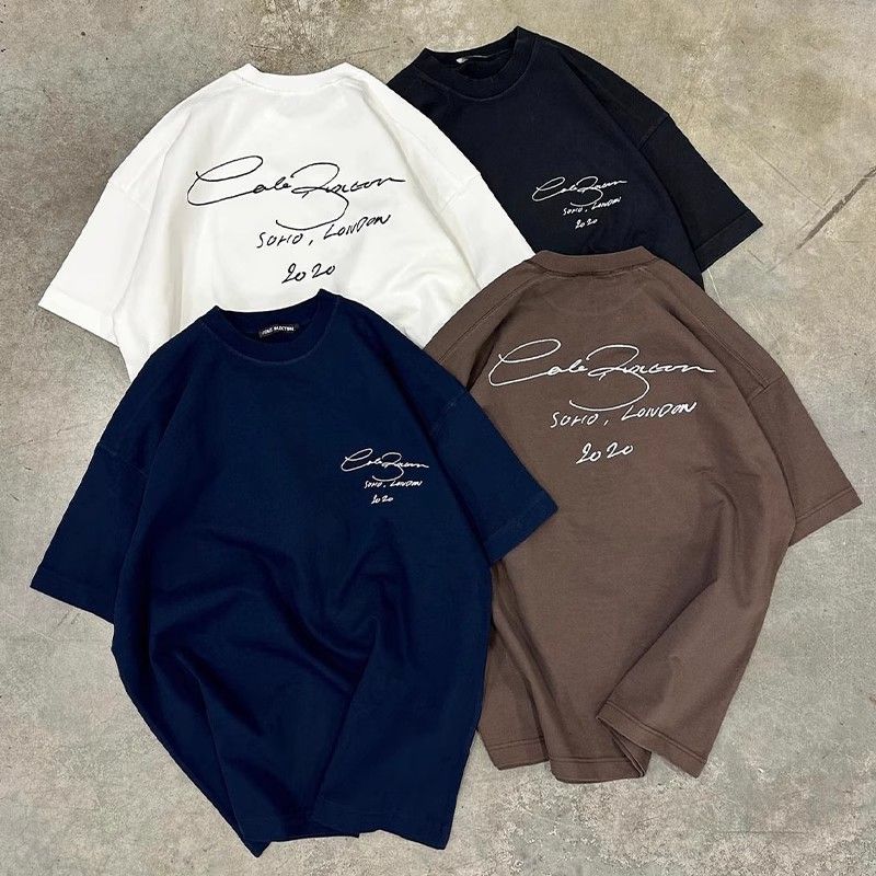 High Street Cole Buxton slogan minimaliste lettre année numéro imprimé col rond décontracté manches courtes T-shirt tendance_voghion.com