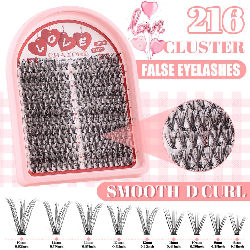 False Eyelashes Single Cluster Segmented D Curved Curled False Eyelashes Set 8 16mm Classic Natural Thick Eyelashes_voghion.com