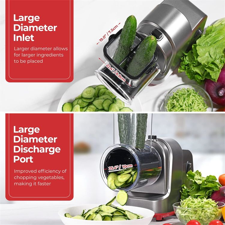 LMETJMA 250 W 5 In 1 Elektrischer Gemüseschneider Schredder Automatische Salat-Shooter-Maschine Käsereibe Karotten-Kohlschneider JT253_voghion.com