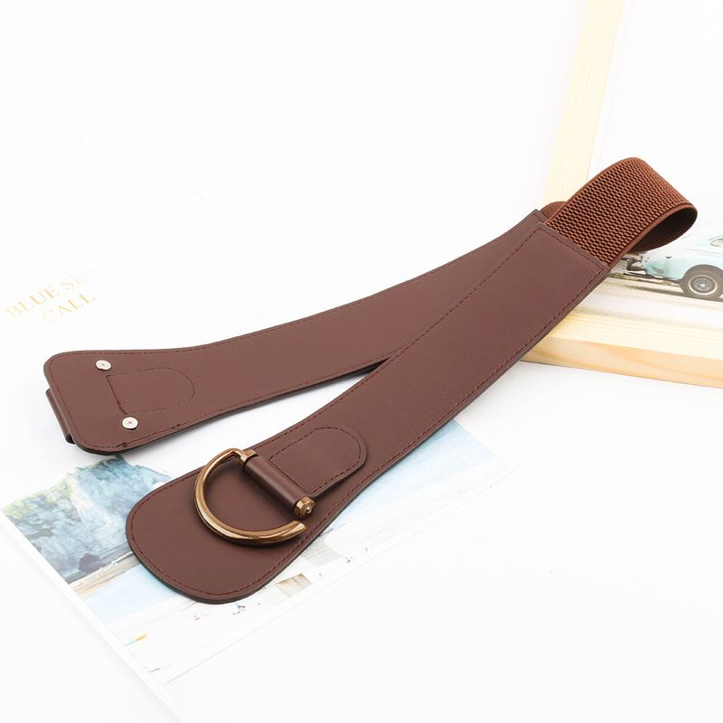 Retro D-Buckle Belt - Elastic Wide Waist Belt For Women_voghion.com