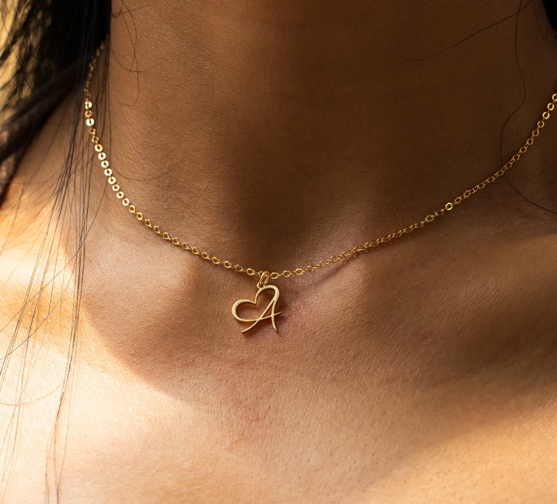 Ready Stock Initial Letter for Women Gold Color Stainless Steel Necklace Initials Heart Pendant Jewelry Birthday Gift collar_voghion.com