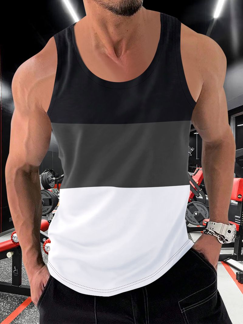 Chaleco deportivo holgado para hombre con costuras en contraste de colores para correr_voghion.com