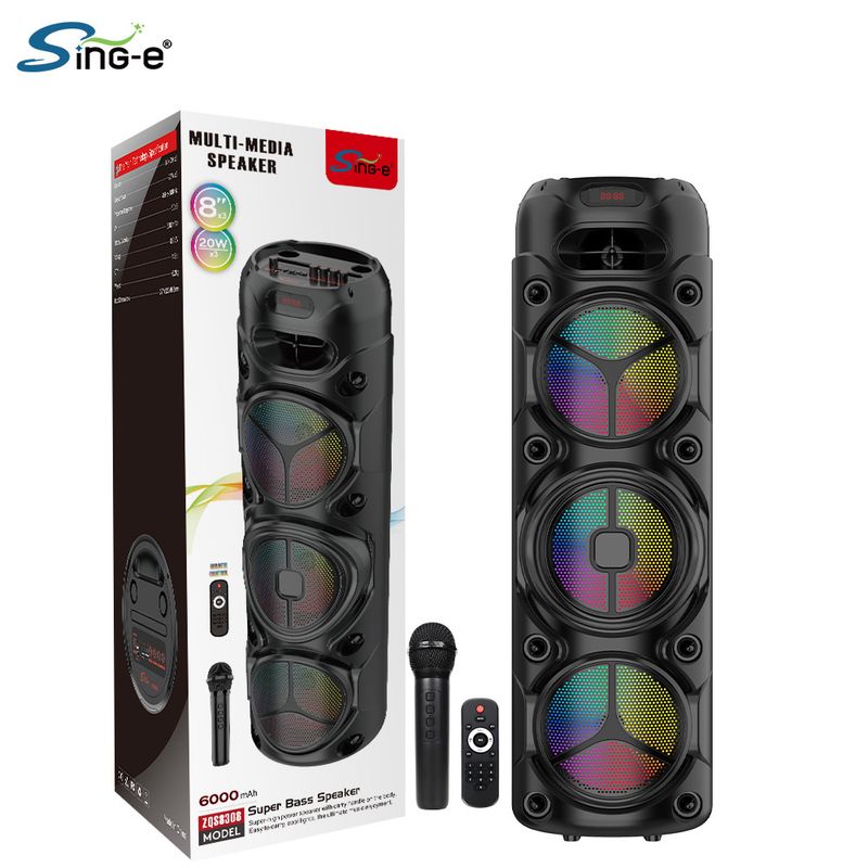 ZQS8308 Hordozható 3,8 hüvelykes hangszórók Nagy teljesítményű Bluetooth hangszóró mikrofonnal_voghion.com