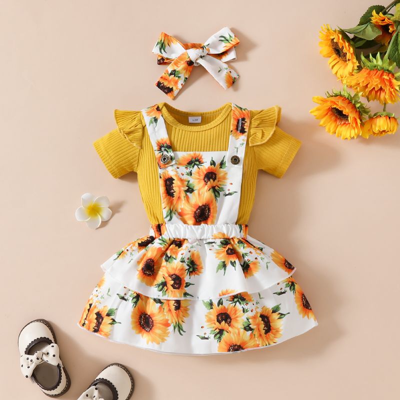 Mutter & Kinder Baby mädchen sommer kurzen ärmeln top mit hosenträger rock casual mädchen blume obst casual rock set_voghion.com