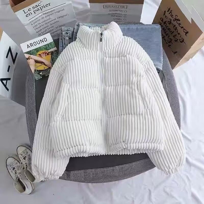 Damenbekleidung, lockerer Baumwollmantel in großer Größe, leichter Studentenmantel, Baumwolljacke_voghion.com