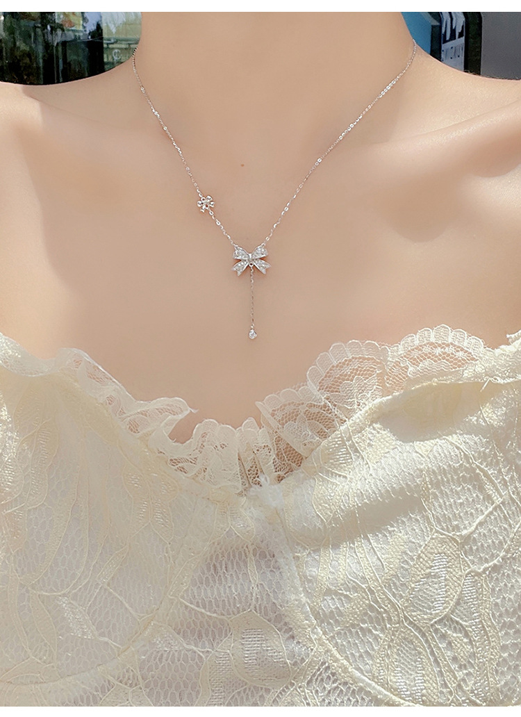 Collana con fiocco per donna Collana con ciondolo con fiocco alla moda Regalo di gioielli per donne e ragazze_voghion.com