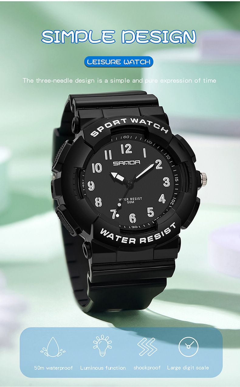 Orologio sportivo unisex alla moda con display digitale, impermeabile fino a 50 m, cinturino in TPU leggero, casual ed elegante per adolescenti e adulti._voghion.com