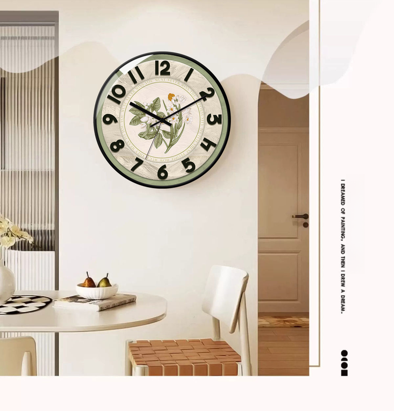 Orologio decorativo al quarzo silenzioso creativo moderno semplice da parete in stile vintage francese, serie Forest, per soggiorno_voghion.com