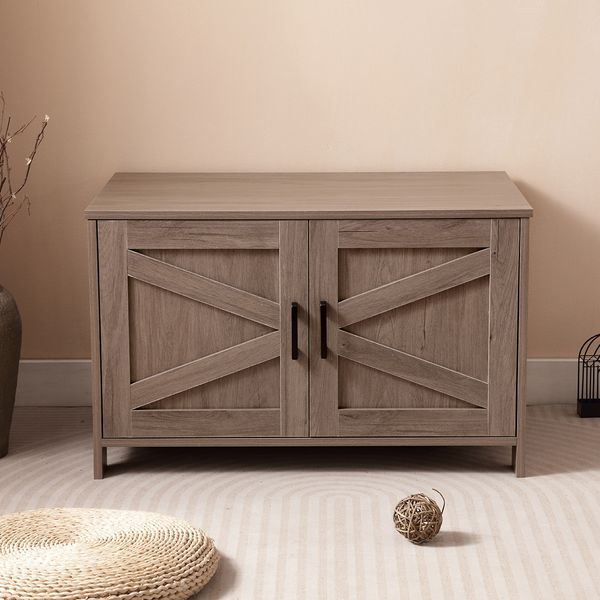 Cat Litter Box Enclosure, Litter Box Furniture Hidden With Barn Door, Wooden Cat Washroom Furniture, Cat House, End Table, Fit Most Of Litter Box, G_voghion.com