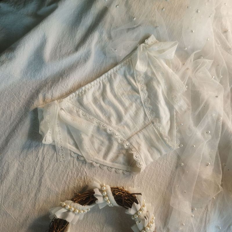 2025d 2458#Strappy Cotton Panties Cute Sweet Lace Low Waist Girl Triangle Briefs_voghion.com