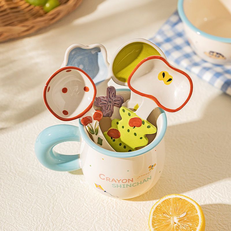 Exquisite Ceramic Small Cute Household High-Value Beautiful Soup Ladle Rice Spoon Glaze Underglaze Color_voghion.com