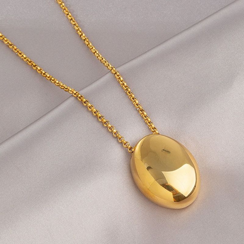 2025 Women Fashion Brand new matte metal oval pendant, geometric long women's sweater luxurious and charming fine necklace, artificial_voghion.com