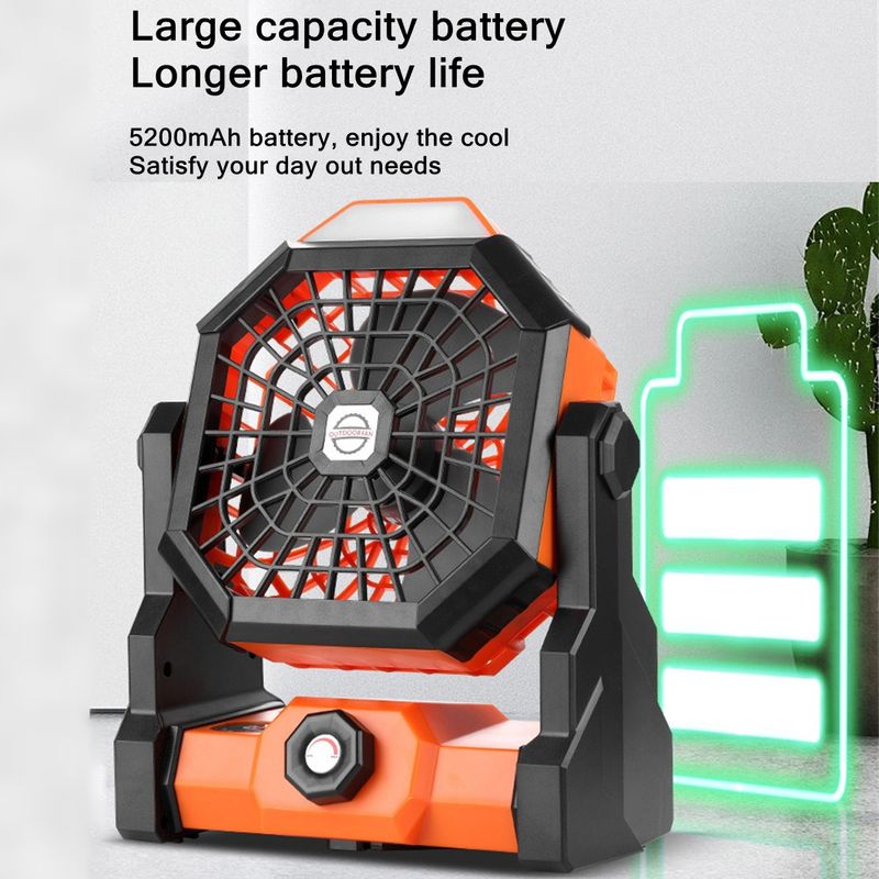 X3 Ventilatore portatile da esterno Ventola di raffreddamento ad aria con ricarica USB con lampada notturna a LED (arancione)_voghion.com