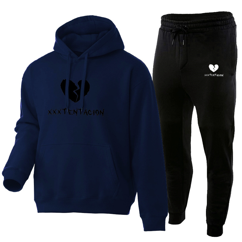 Xxxtentacion bedrucktes Hoodie-Set aus Herrenpullover, Hose und weicher Sportbekleidung_voghion.com