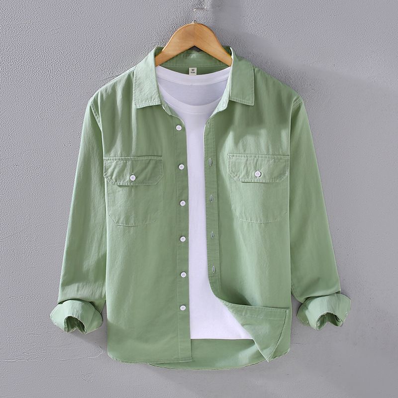 CT 2305 Camicia da lavoro a maniche lunghe in twill di puro cotone, stile americano, per uomo, primavera e autunno_voghion.com