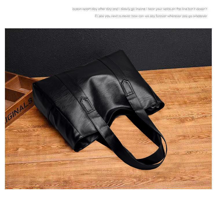 Women's Bag Source Simple New PU Soft Leather Trend European And American Zipper Tote Bag Large Capacity Shoulder Bag_voghion.com