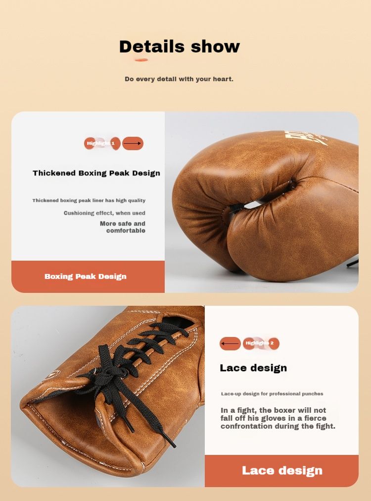 Guantoni da boxe retrò con lacci in pelle ultra sottile per adulti, guanti da boxe Sanda, da combattimento e da allenamento per sacco da boxe_voghion.com
