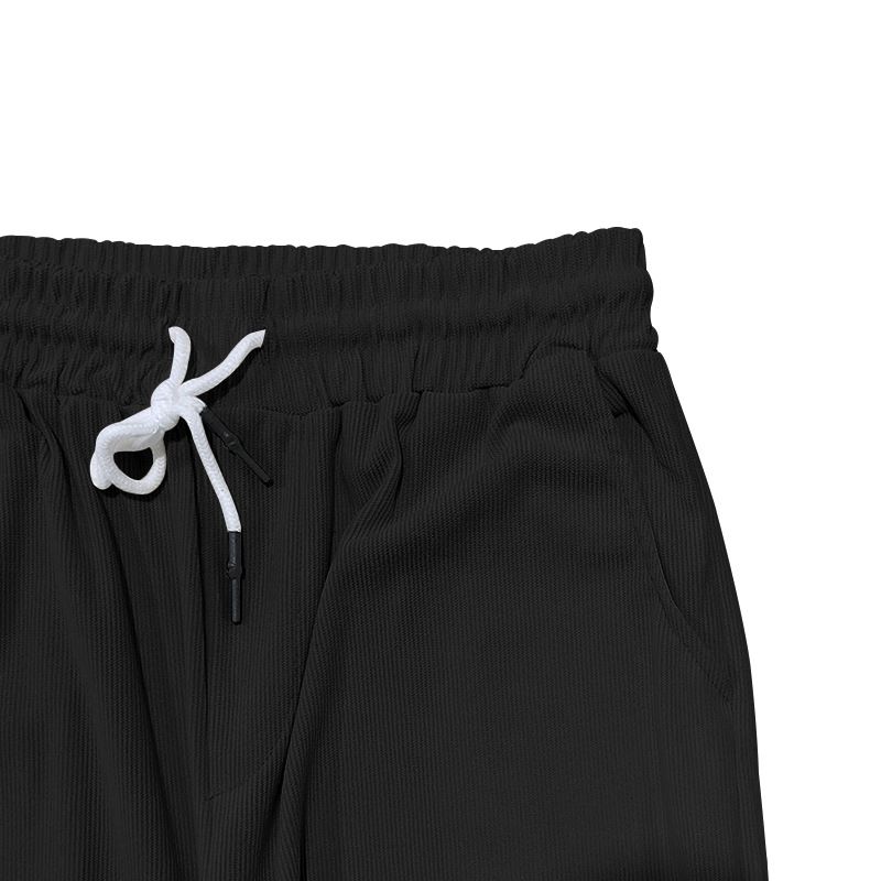 Sommer-Set aus neuem europäischen und amerikanischen Handel für große Herren in Volltonfarbe mit Kragen, kurzen Ärmeln und Hosen-Set mit Reißverschluss, 2-teilig_voghion.com