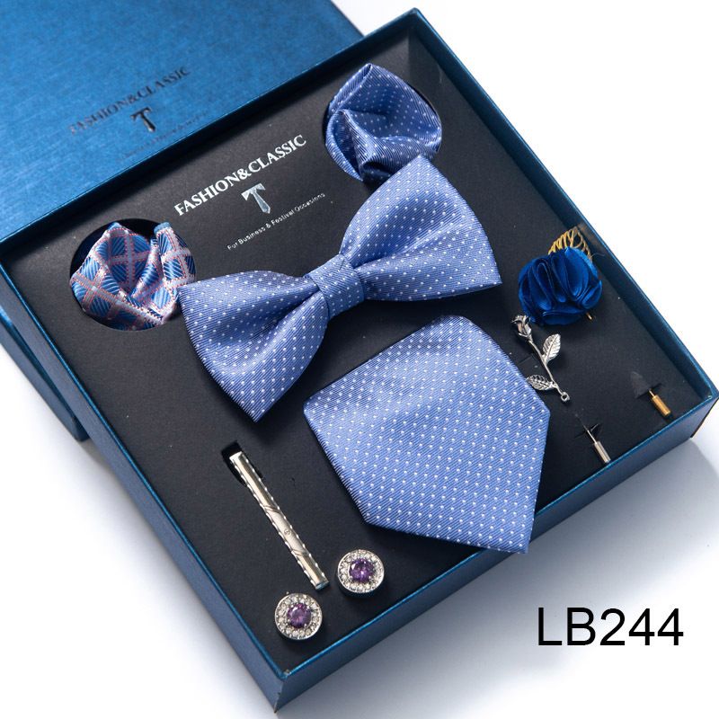 Gravata masculina lenço quadrado conjunto de caixa de presente de 8 peças namorado gravata presente transfronteiriça venda quente_voghion.com