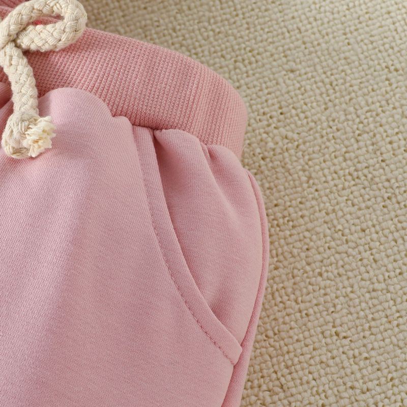 2024 Spring New Children's Clothing Valentine's Day Love Embroidery Hoodie Solid Color Pants Set_voghion.com