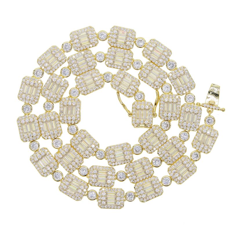 Nový 10X8mm obdélníkový zirkonový náhrdelník Trend muži a ženy hip hop náhrdelník_voghion.com