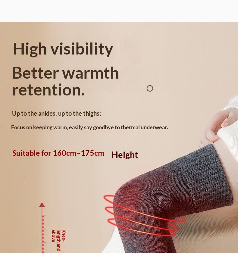 Voyage Knee Pads Women Autumn Winter Over-the-Knee Leg Warmers Terry Fleece Thickened Warm Non-Slip Black Women's Long Socks_voghion.com