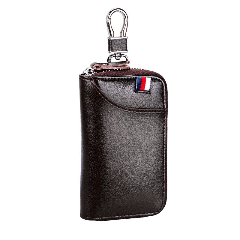 Neue große Kapazität echtes Leder Reißverschluss Schlüsseltasche Herren Taille hängen Rindsleder Damen Kartenhalter Auto Multi-Funktion_voghion.com