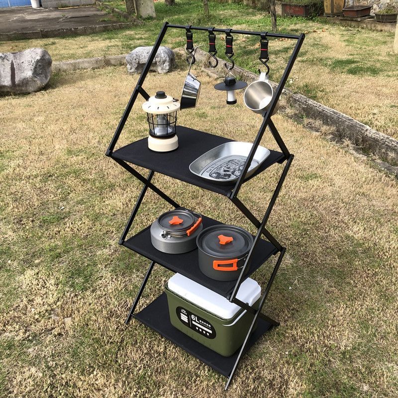 Outdoor Camping Multi-layer Aluminum Alloy Foldable Portable Storage Self Driving Picnic Rack_voghion.com