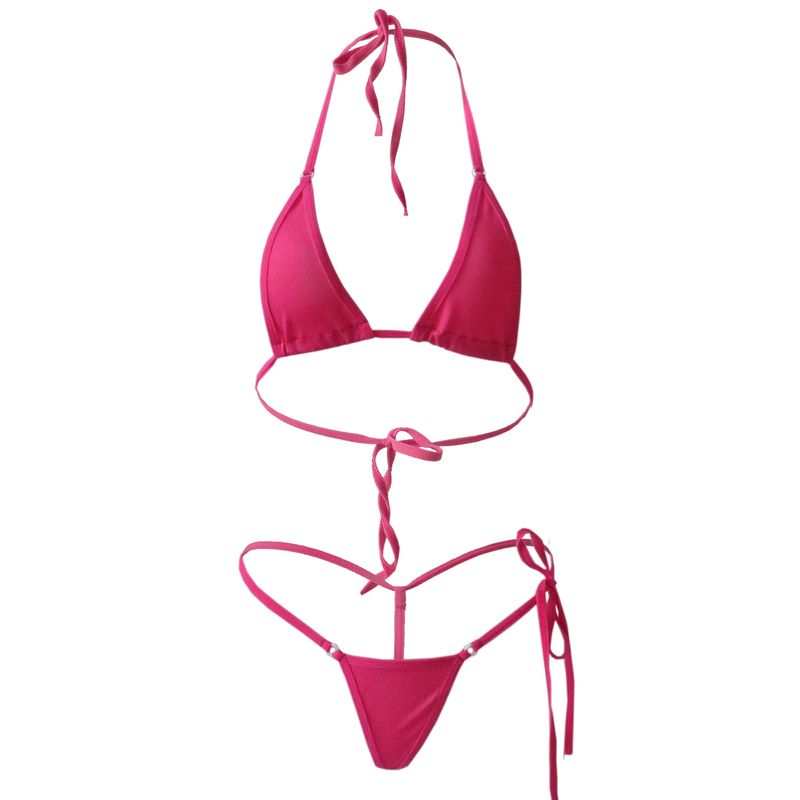 Traje de baño mini íntimo para mujer, traje de baño sexy transparente con tirantes ajustables de tres puntos._voghion.com