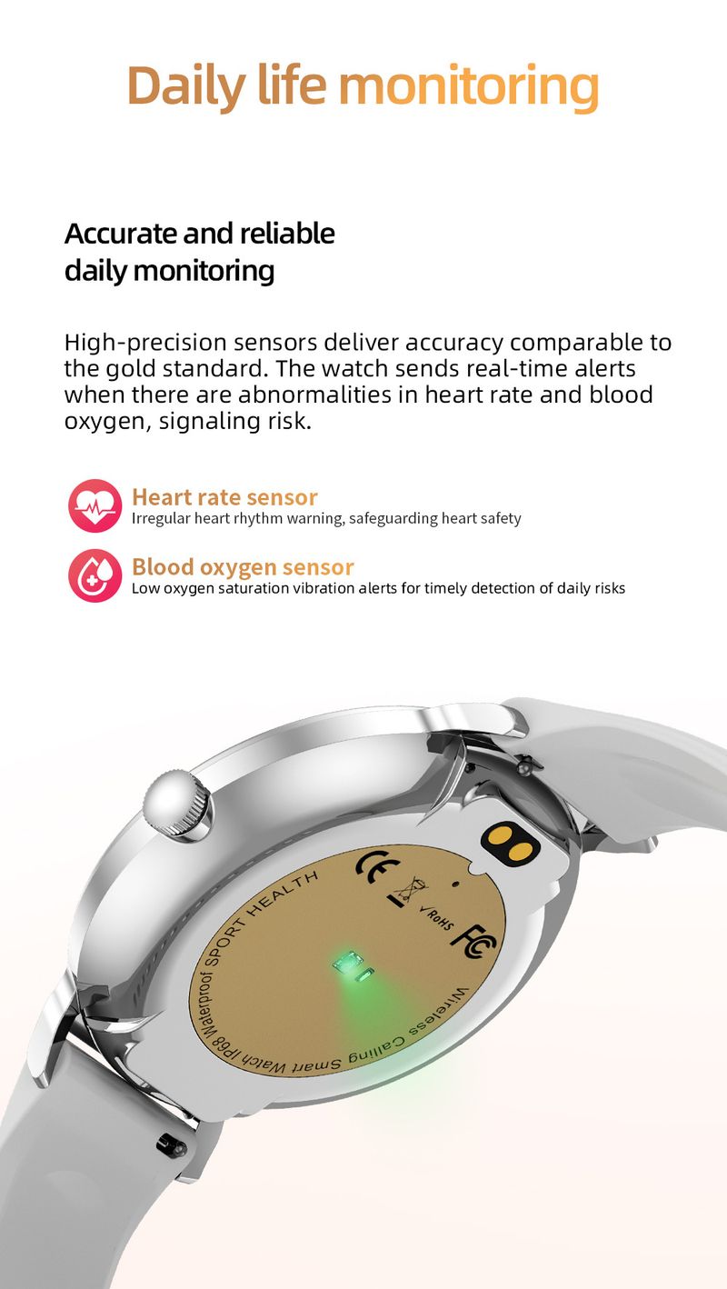 JX523 Smart Watch With Bluetooth Calling, Menstrual Cycle Tracking, Voice Assistant & Fitness Tracking - Pink Silicone Strap_voghion.com