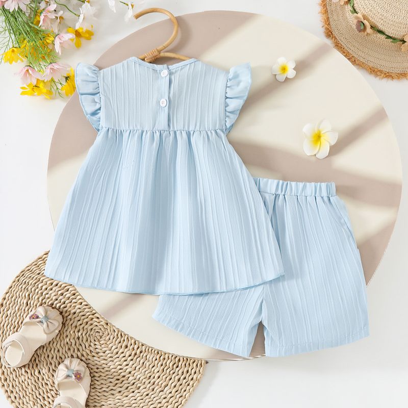Adorable Floral Print Baby Girl Outfit - Short Sleeve Top & Bow Shorts Set For Summer_voghion.com