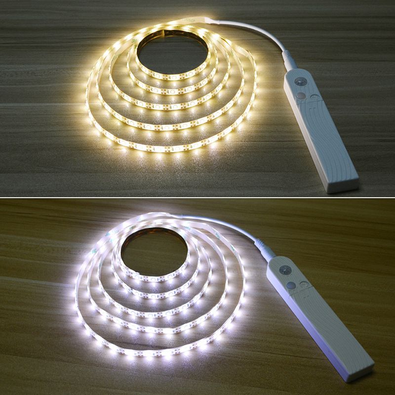 Tira de luces LED con sensor de movimiento, alimentada por USB y batería, 60 LED/m, detección de 120° para armarios, escaleras y gabinetes (longitud personalizada de 0,5 a 5 m)_voghion.com