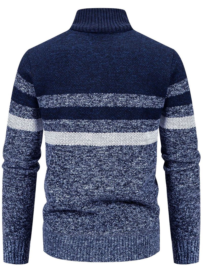 Herren-Baseballjacke, Strickpullover, Cardigan – Slim Fit, dehnbarer Pullover mit Farbblock-Design für die Freizeit im Herbst und Winter_voghion.com