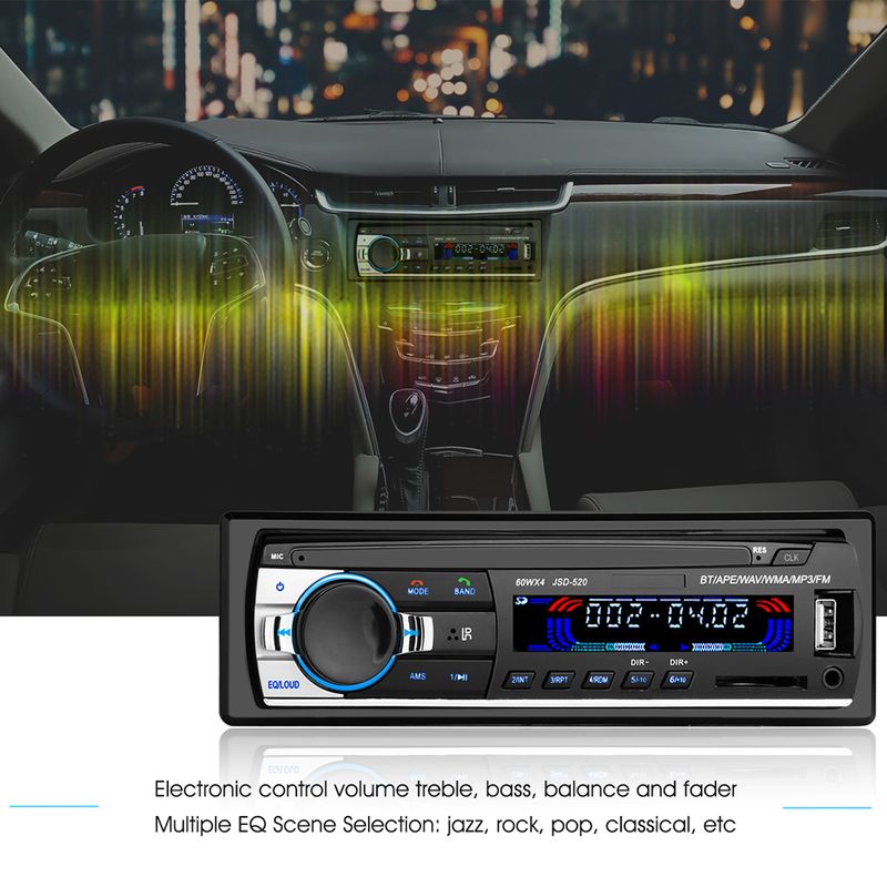 Autostereot, äänentoisto, autoradio, MP3-radio, jossa AUX-IN, SD, USB, DC 12V, USB, MP3, MMC, WMA, FLAC, Bluetooth_voghion.com
