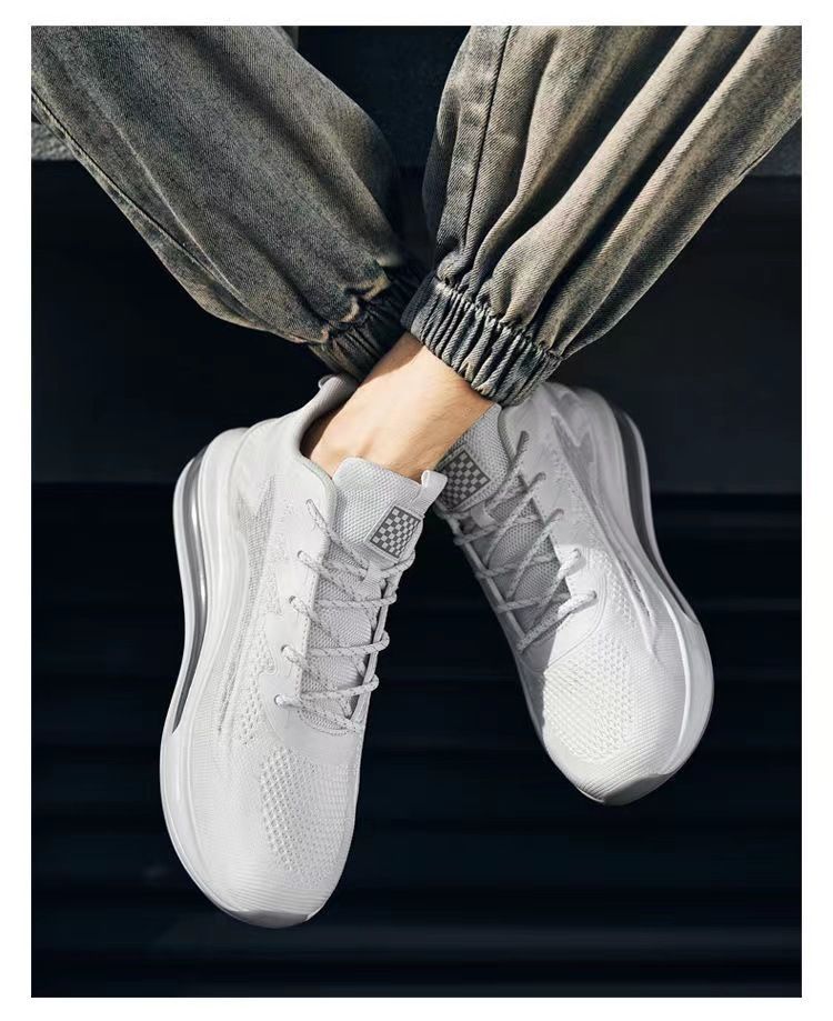 Leisure Men's Breathable Fly Woven Low Top Sports Shoes, Fashionable Air Cushion Outdoor Running And Travel Shoes_voghion.com