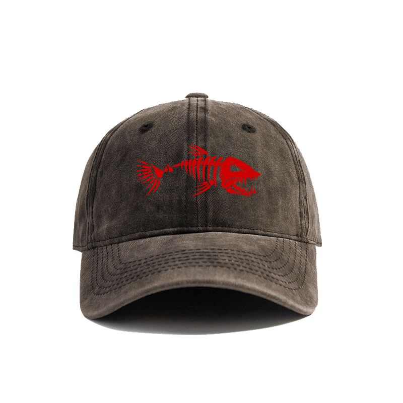 Fiskebeinsbaseballcaps Sommer Distressed Dad Hats Menn Utendørs Fiske Skjelett Fiskebeinscapser MZ-496_voghion.com