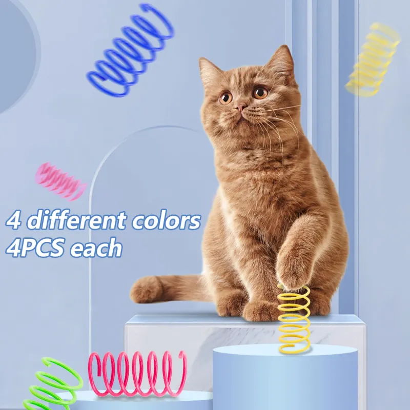4-200 Pc.Spring Colorful Cat Spiral Spring Kitten Cat Toy Interactive Durable Spring Tool For Heavy Preure By PawParty Store_voghion.com