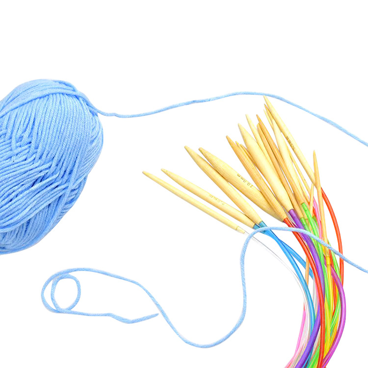18pcs/Set Sweater Needle Ring Needle Color Tube Carbonized Double Pointed Bamboo Woolen Needle 80cm_voghion.com