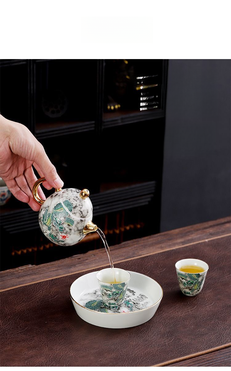 Mistrzowski ręcznie robiony zestaw do parzenia jajek smoka Qinglong wysokiej jakości do użytku domowego Kung Fu Tea Set z pojedynczym dzbankiem ceramicznym_voghion.com
