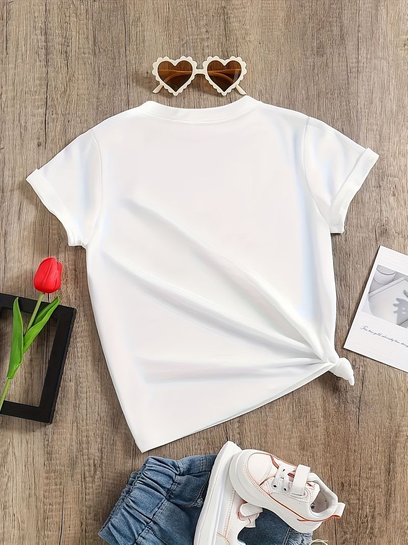 Ema ja laste tüdrukute raamatumustriga trükitud ümarkaelus lühikeste varrukatega laste vabaaja T-särk_voghion.com