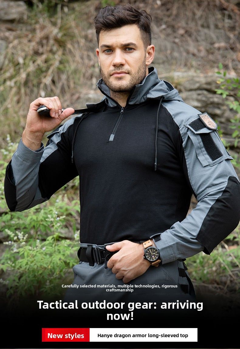 Hanye Outdoor New Dragon Armor Set Frog Tuta da combattimento a maniche lunghe da uomo, mimetica, tattica_voghion.com