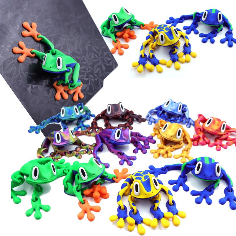 Giocattolo da scrivania snodabile a forma di rana - Figura magnetica a forma di rana stampata in 3D con giunti mobili, perfetta per decorare frigorifero e ufficio_voghion.com