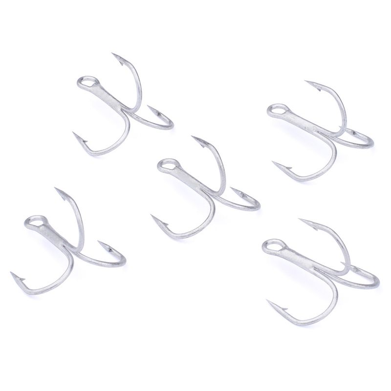 Isca de pesca de aço de alto carbono com farpas, anzóis triplos brancos, 100 peças/pacote_voghion.com