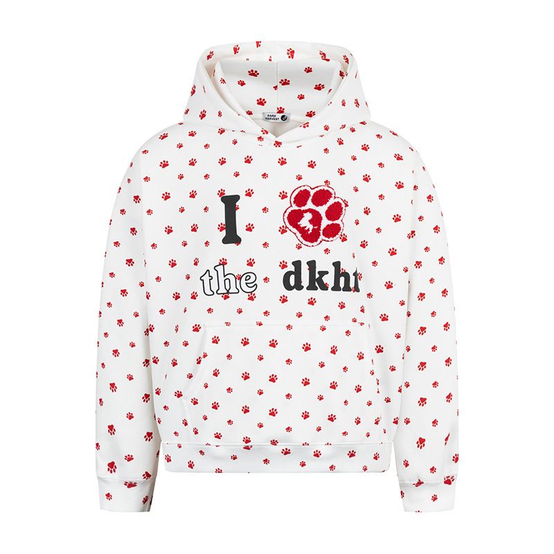 2025 New American Heart Dog Footprint Slim Fit Hooded Sleeve Sweatshirt For Women Spring Long Style_voghion.com