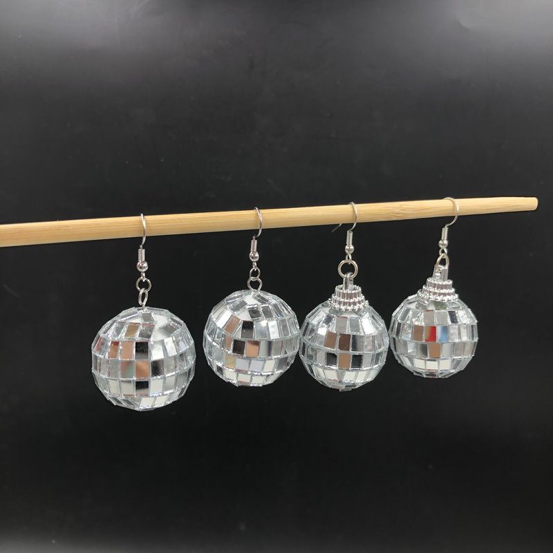 Disco DISCO 70S Orecchini a sfera in schiuma a specchio Regali per feste femminili_voghion.com