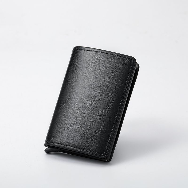 Cartera transfronteriza para hombre, nueva, ultrafina, de fibra de carbono, RFID, con tarjetero automático, elástica, de aleación de aluminio._voghion.com