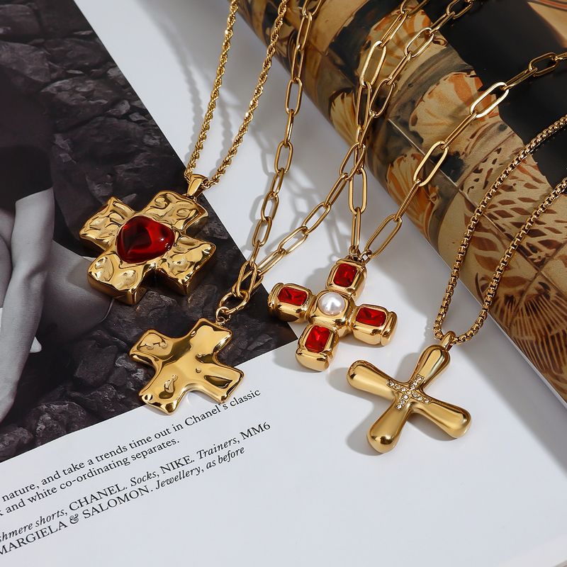Women's Jewelry Stainless Steel Cross Pendant Necklace Hypoallergenic Durable Layering Chain Minimalist Elegant Gift For Her_voghion.com